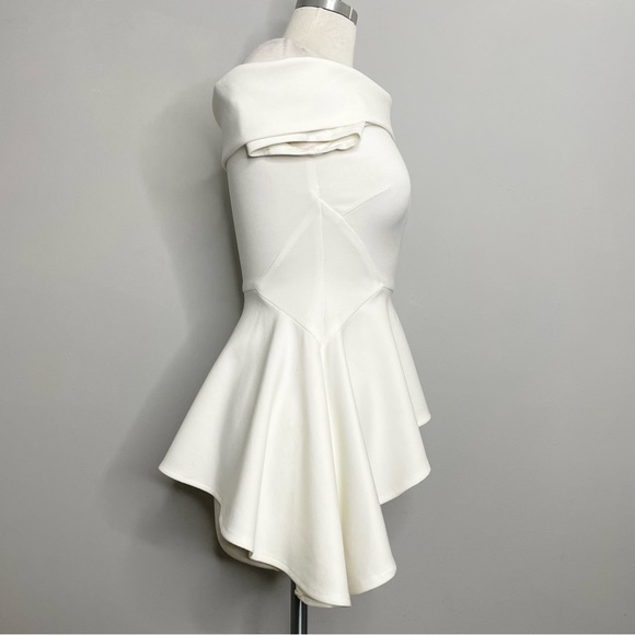 LULUS Off Shoulder Short Sleeve Asymmetric Peplum Top - Picture 4 of 6
